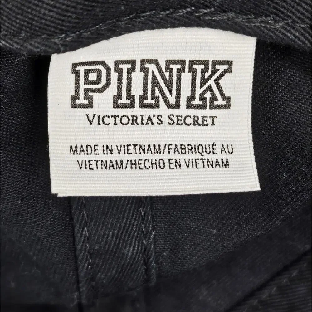 VS PINK BLACK BASEBALL CAP – WHITE EMBROIDERY – ADJUSTABLE STRAP – STREETWEAR